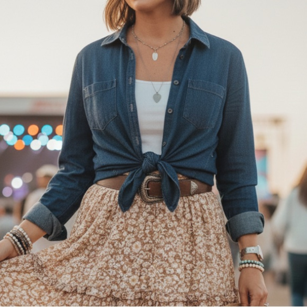 Croft & Barrow Denim Button-Down Shirt - Women's Medium